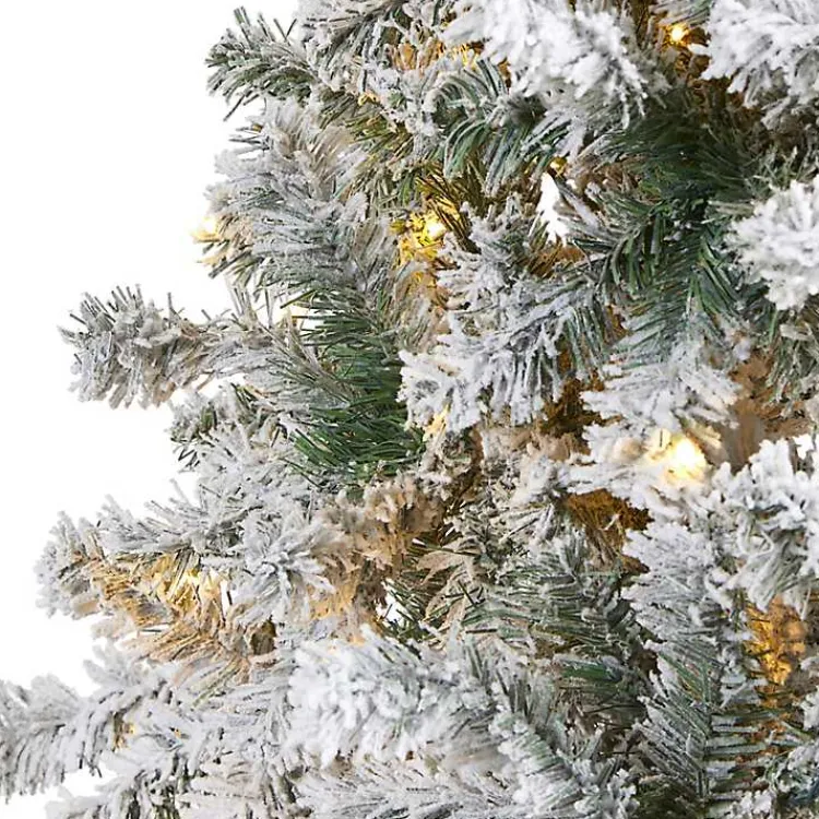 Christmas Trees>Kirklands Home 8 ft. Flocked Pre-Lit Rock Spruce Christmas Tree