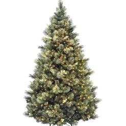 Christmas Trees>Kirklands Home 9 ft. Pre-Lit Flocked Carolina Pine Christmas Tree