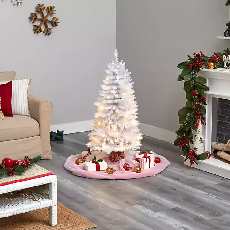 Christmas Trees>Kirklands Home 4 ft. Pre-lit Slim White Christmas Tree