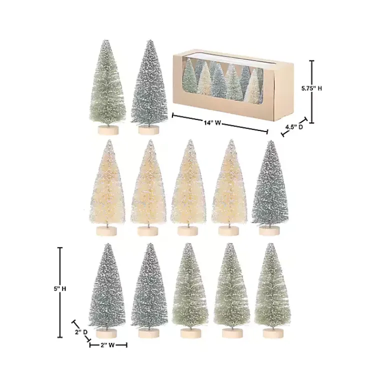 Christmas Decorations>Kirklands Home 5 in. Natural & Green Woodland Tree 12-pc. Set