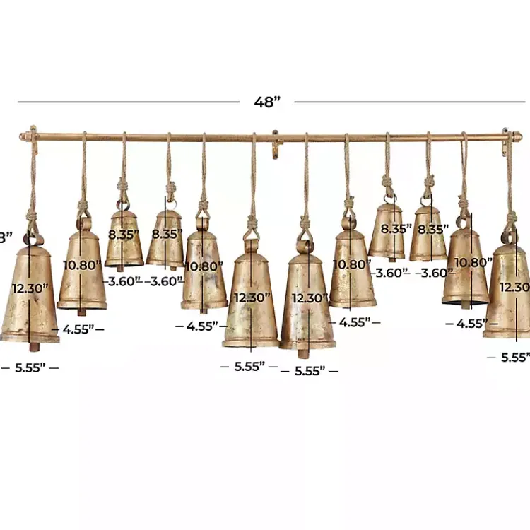 Decorative Accents>Kirklands Home Aged Triangle Bells Wall Plaque Gold