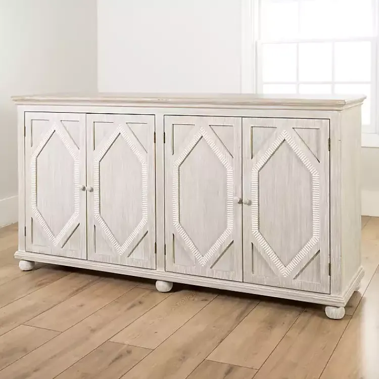 Kirklands Home Alana washed 4-Door Cabinet White Clearance