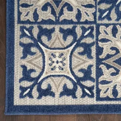 Kirklands Home Aloha Blue Geometric Indoor/Outdoor Area Rug, 5x7 New