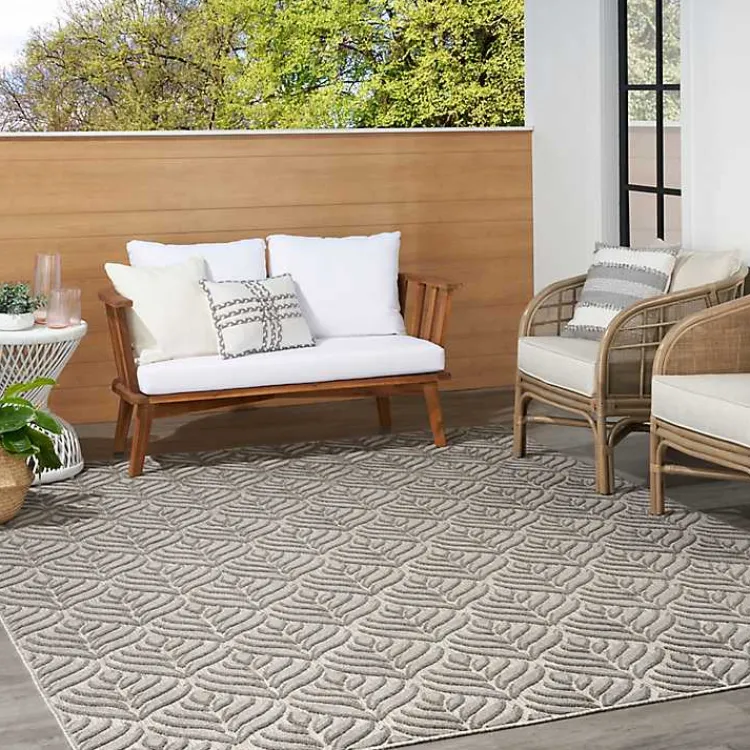 Kirklands Home Aloha Botanical Indoor/Outdoor Rug, 3x5 Gray Outlet