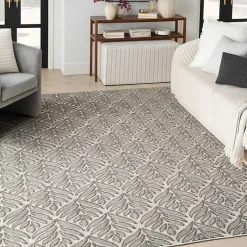 Kirklands Home Aloha Botanical Indoor/Outdoor Rug, 3x5 Gray Outlet