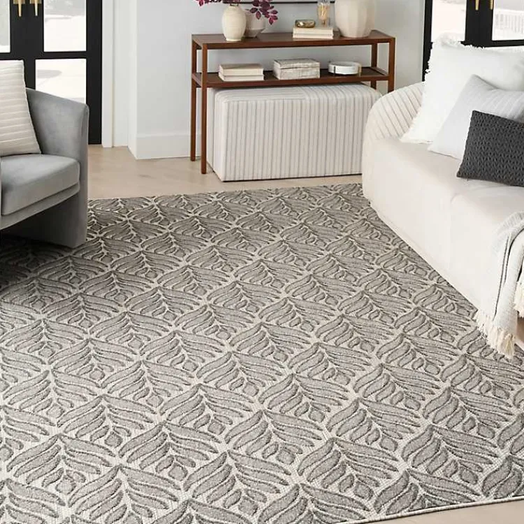 Kirklands Home Aloha Botanical Indoor/Outdoor Rug, 3x5 Gray Outlet