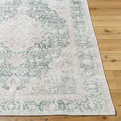 Kirklands Home Amelie Green Traditional Washable Area Rug, 5x7 Sale