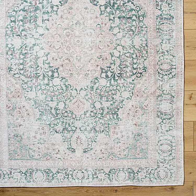Kirklands Home Amelie Green Traditional Washable Area Rug, 5x7 Sale