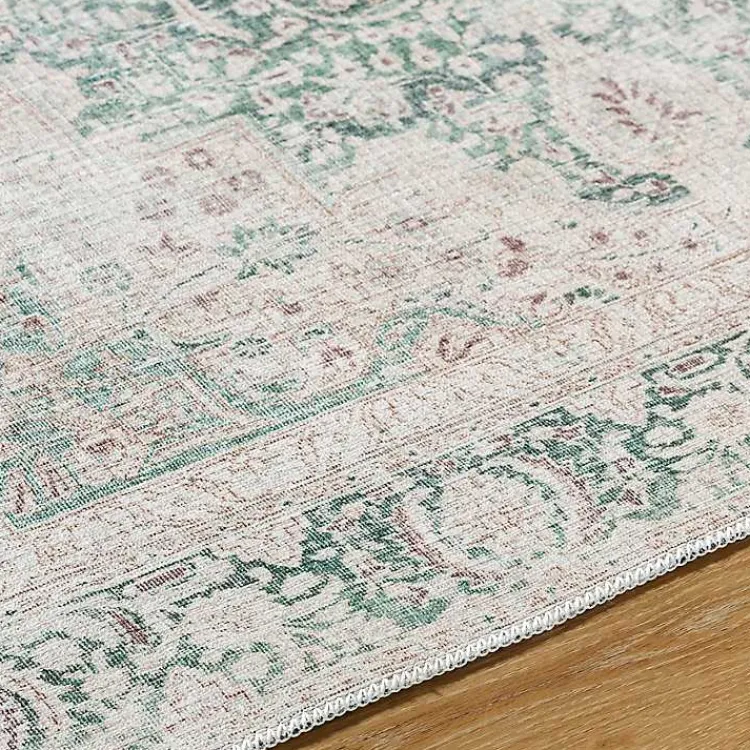 Kirklands Home Amelie Green Traditional Washable Area Rug, 5x7 Sale