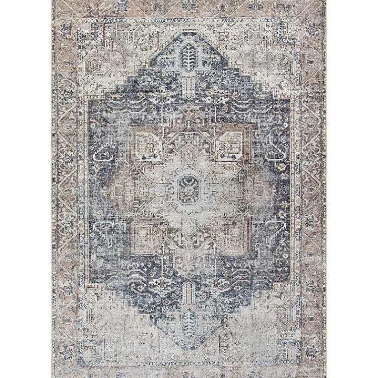 Kirklands Home Amelie Navy Blue Classic Washable Area Rug, 6x9