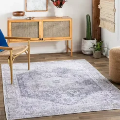 Kirklands Home Amelie Navy Blue Classic Washable Area Rug, 6x9