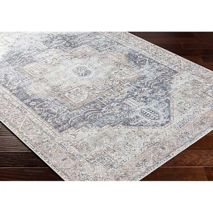 Kirklands Home Amelie Navy Blue Classic Washable Area Rug, 6x9
