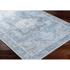 Kirklands Home Amelie Silver Classic Washable Area Rug, 5x7 Blue Outlet