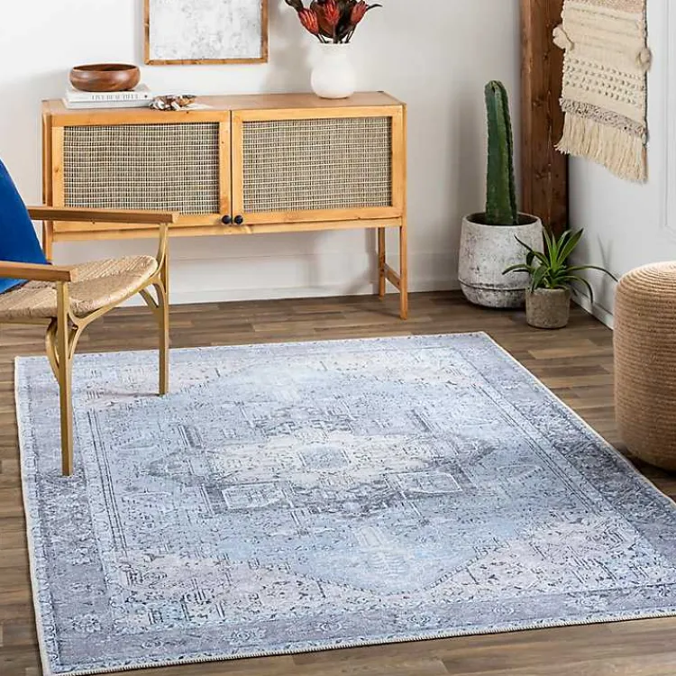 Kirklands Home Amelie Silver Classic Washable Area Rug, 7x10 Blue Sale