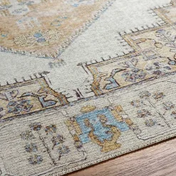 Kirklands Home Amelie Yellow Traditional Washable Area Rug, 8x12 Online