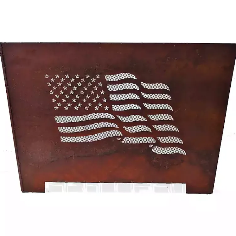 Kirklands Home American Flag Box Fire Pit Orange Discount