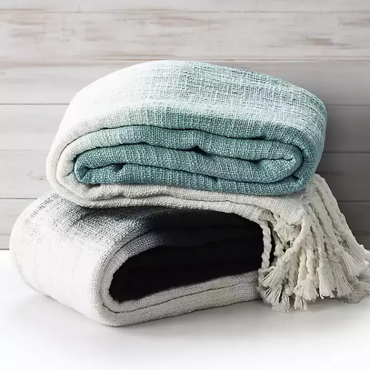 Blankets & Throws>Kirklands Home Angel Blue Shibori Slab Fringe Throw