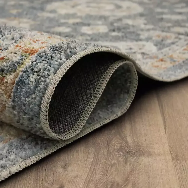 Kirklands Home Anthracite Granary Floral Area Rug, 8x10 Blue