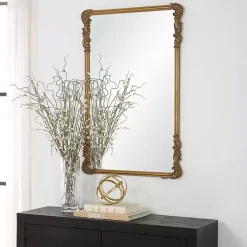 Kirklands Home Antique Gold Vintage Rectangular Wall Mirror Clearance