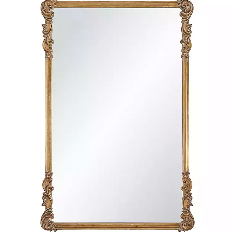 Kirklands Home Antique Gold Vintage Rectangular Wall Mirror Clearance