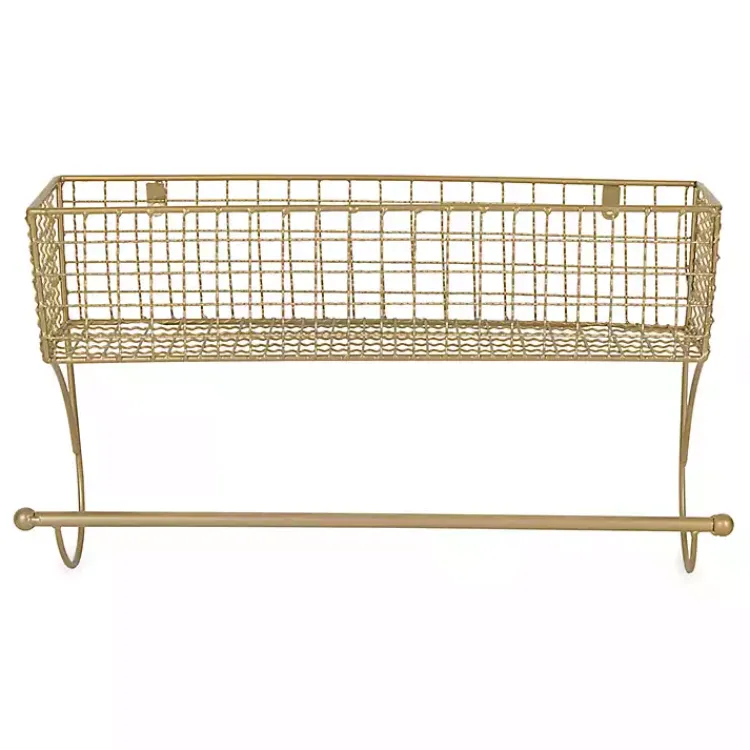 Kirklands Home Antique Gold Wire Basket Towel Rack, 17 in. Best