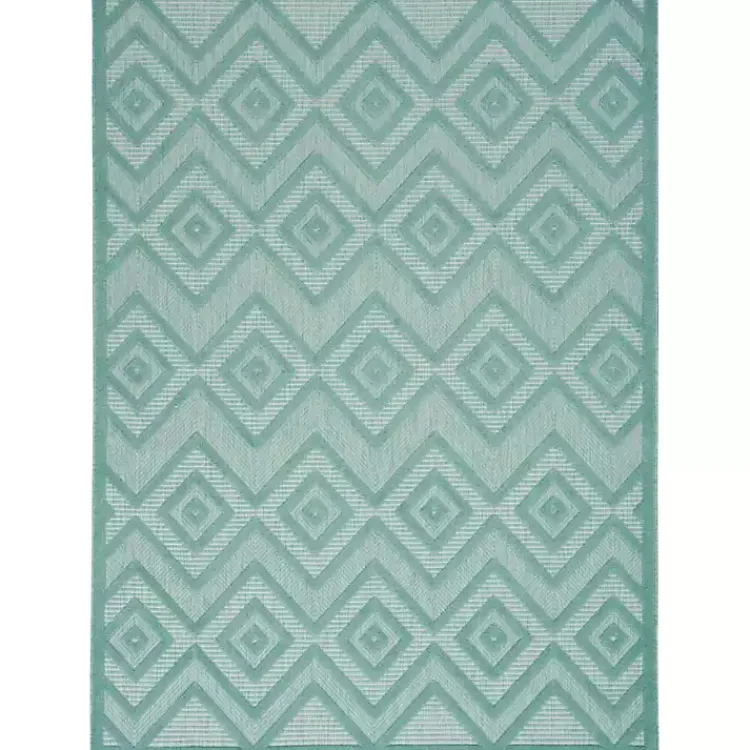 Kirklands Home Aqua Teal Diamond Indoor/Outdoor Area Rug, 5x7 Blue Best