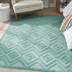 Kirklands Home Aqua Teal Diamond Indoor/Outdoor Area Rug, 5x7 Blue Best