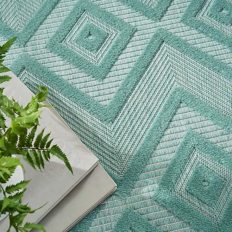 Kirklands Home Aqua Teal Diamond Indoor/Outdoor Area Rug, 5x7 Blue Best
