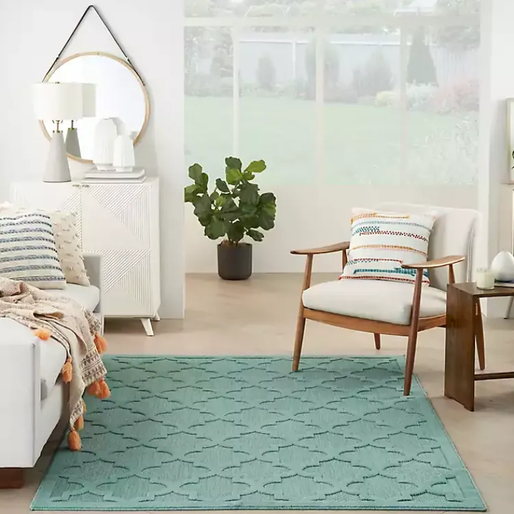 Kirklands Home Aqua Trellis Indoor/Outdoor Area Rug, 6x9 Blue Hot