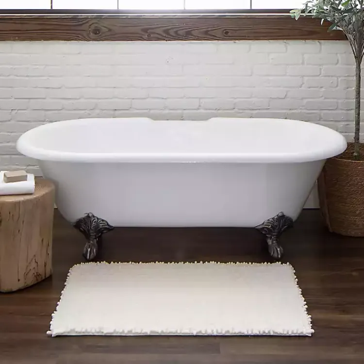 Kirklands Home Arctic Lofty Pile Chenille Bath Mat, 60 in. White Clearance
