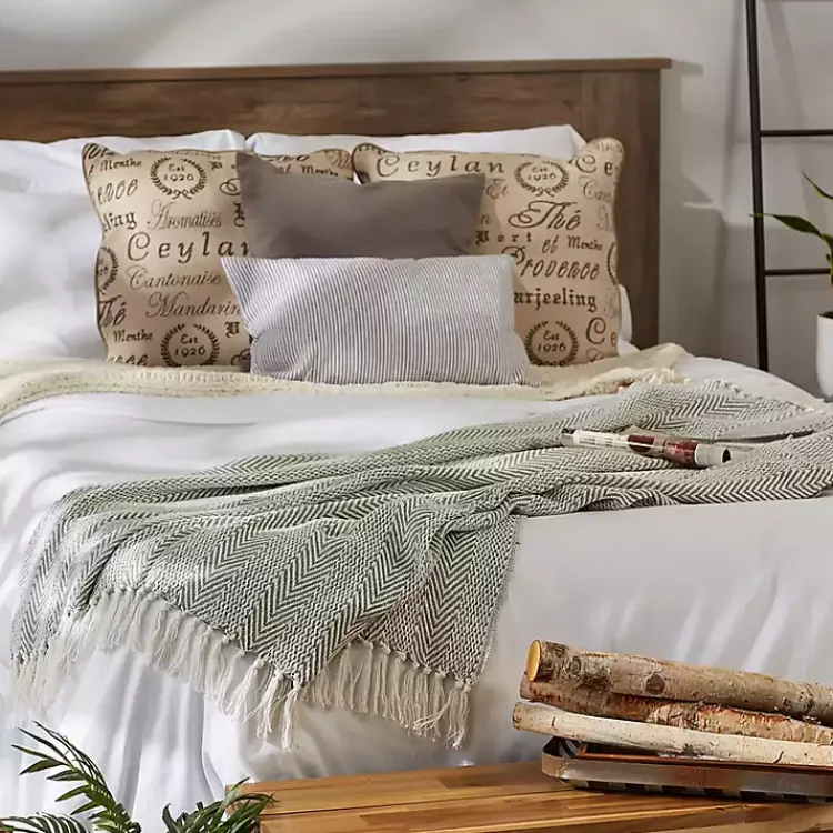 Blankets & Throws>Kirklands Home Artichoke Herringbone Fringe Throw Green