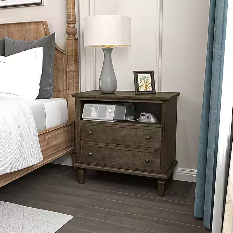 Kirklands Home Ash 2-Drawer Wood Nightstand Brown Sale