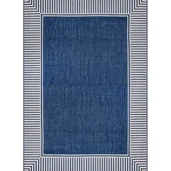 Kirklands Home Asia Blue Stripe Border Outdoor Rug, 8x10 Outlet