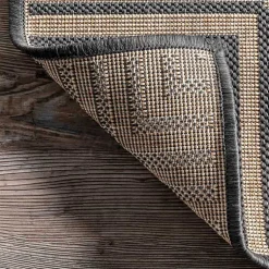 Kirklands Home Asia Gray Stripe Border Outdoor Rug, 5x8 Discount