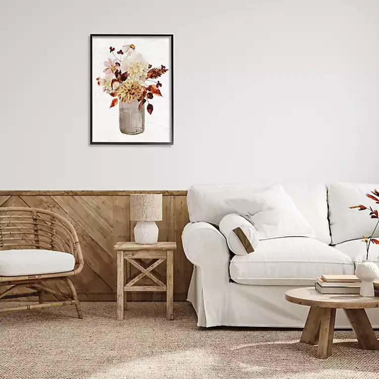 Kirklands Home Autumn Flower Bouquet Black Framed Wall Art Clearance