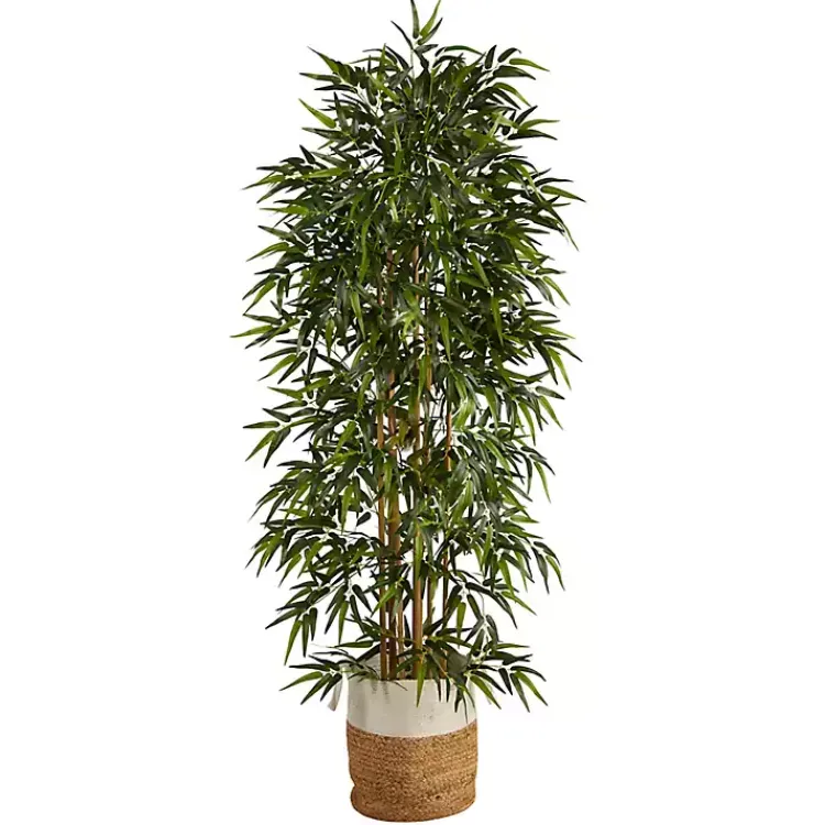 Trees & Topiaries>Kirklands Home Bamboo Tree in Woven Basket, 6 ft.