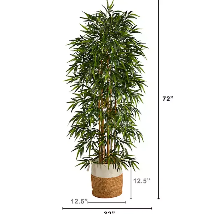 Trees & Topiaries>Kirklands Home Bamboo Tree in Woven Basket, 6 ft.