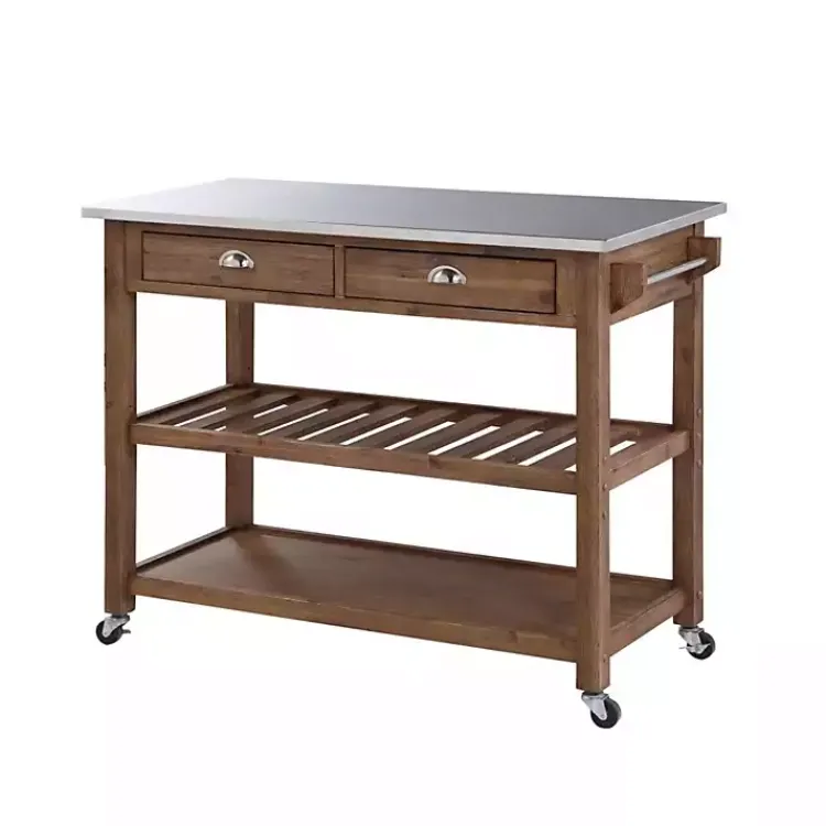 Kirklands Home Barnwood Sonoma Stainless Steel Top Kitchen Cart Brown Outlet