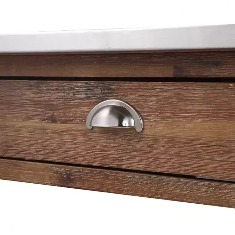 Kirklands Home Barnwood Sonoma Stainless Steel Top Kitchen Cart Brown Outlet