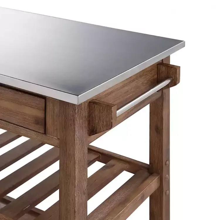 Kirklands Home Barnwood Sonoma Stainless Steel Top Kitchen Cart Brown Outlet