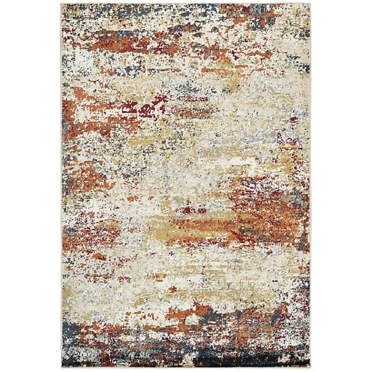 Kirklands Home Bastia Ivory Orange Area Rug, 7x9 Multi Hot