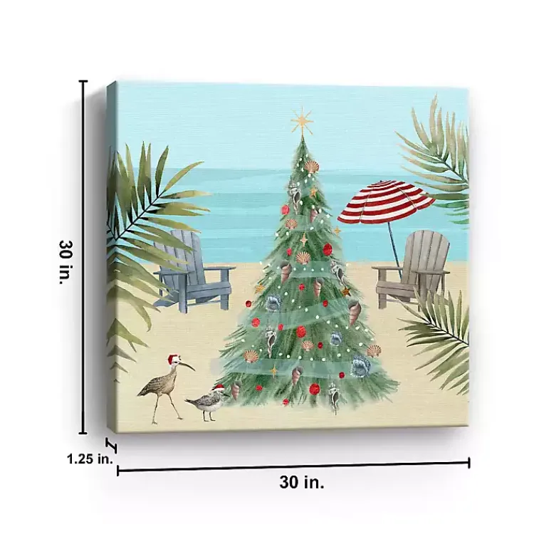 Christmas Art & Wall Decor>Kirklands Home Beach Christmas Tree Canvas Art Print, 30x30 in.