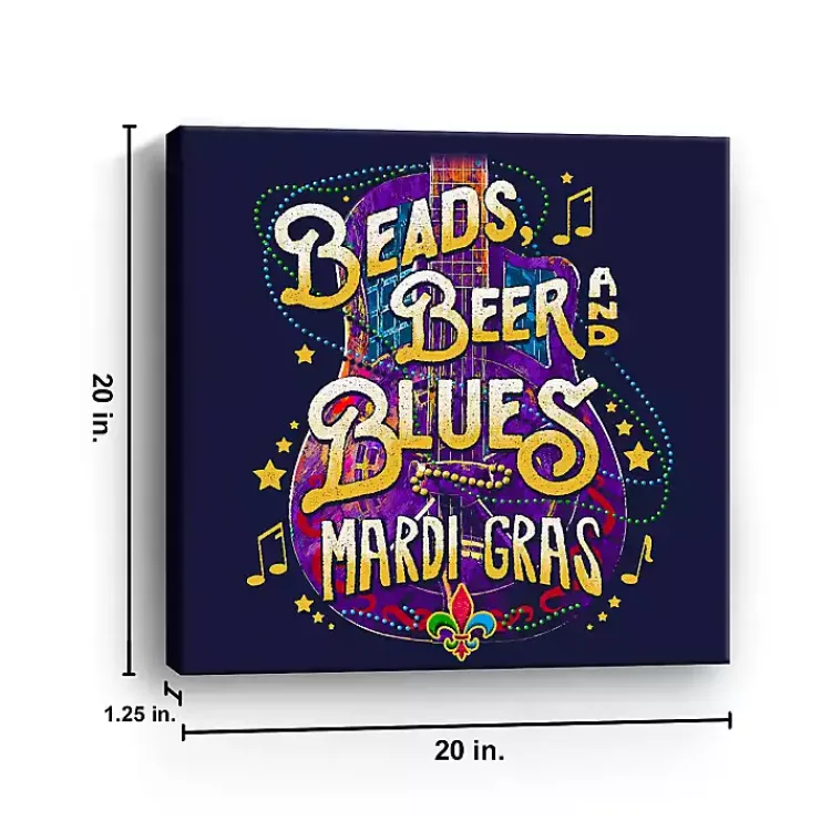 Mardi Gras Decorations>Kirklands Home Beads, Beer, and Blues Canvas Art Print