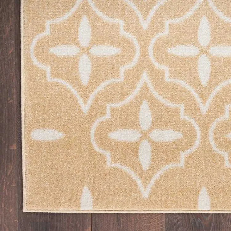 Kirklands Home Beige & Ivory Quatrefoil Indoor/Outdoor Runner Clearance
