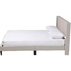 Kirklands Home Beige Button Tufted Headboard Queen Bed Frame Tan Clearance