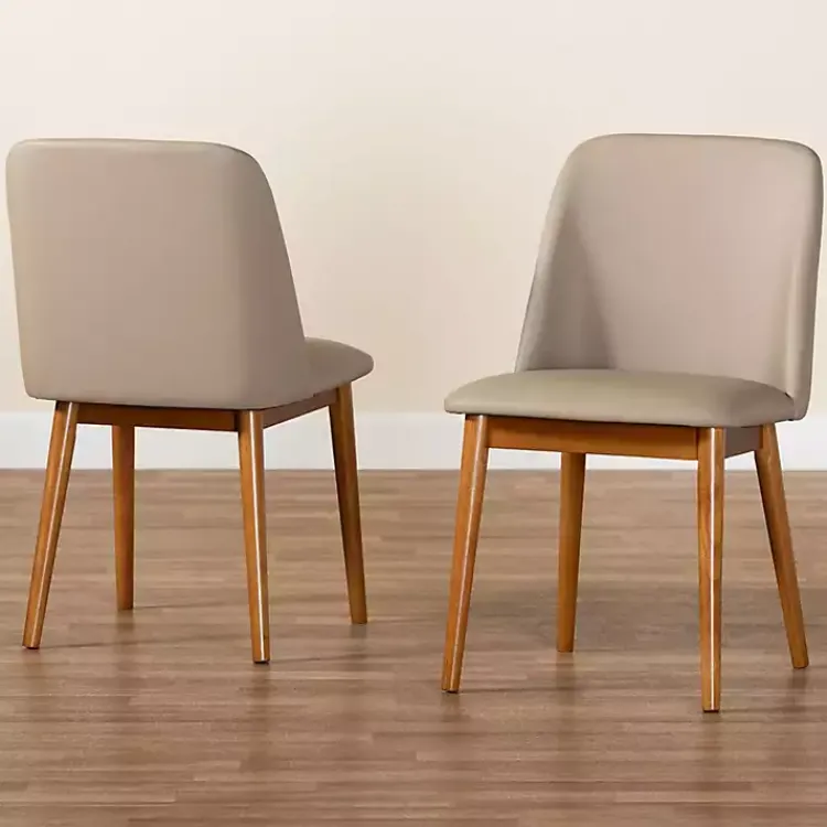 Kirklands Home Beige Faux Leather Modern Dining Chairs, Set of 2 Tan Sale