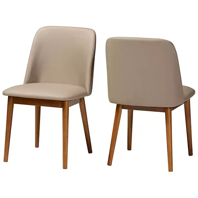 Kirklands Home Beige Faux Leather Modern Dining Chairs, Set of 2 Tan Sale