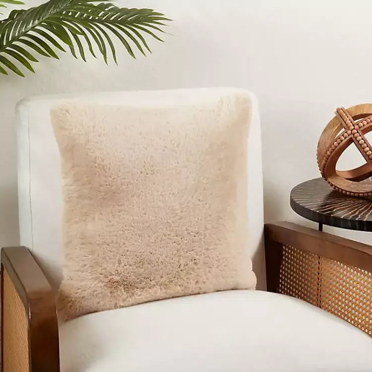 Pillows>Kirklands Home Beige Faux Rabbit Fur Pillow Tan