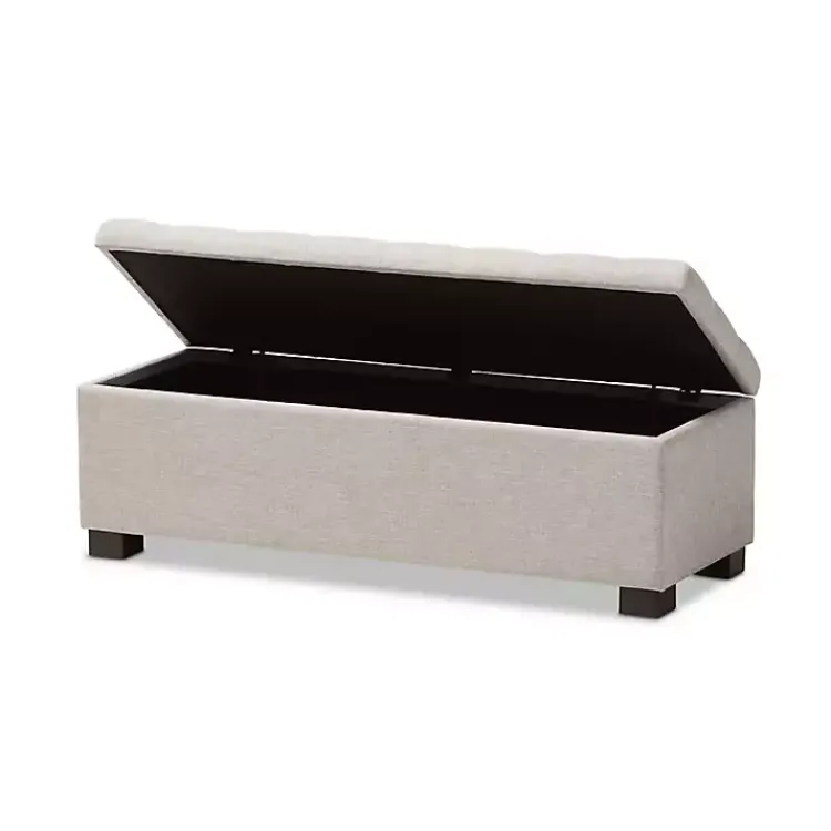 Kirklands Home Beige Grid-Tufted Contemporary Storage Bench Tan Hot