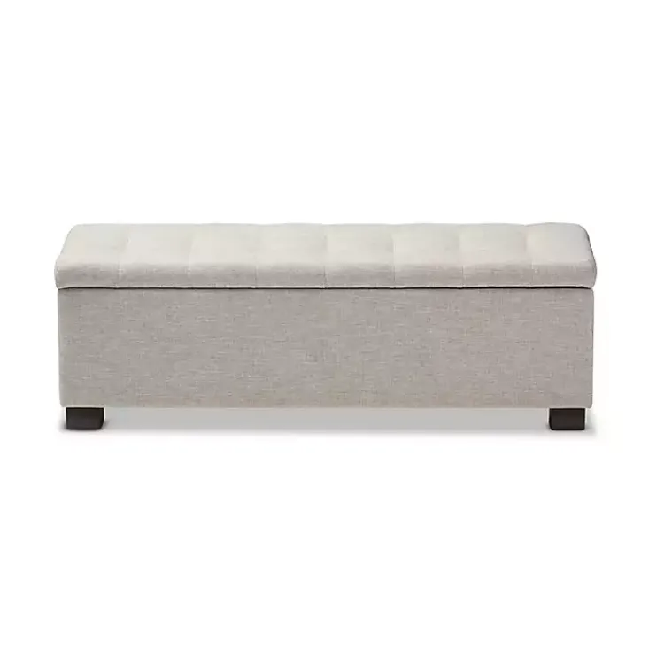 Kirklands Home Beige Grid-Tufted Contemporary Storage Bench Tan Hot